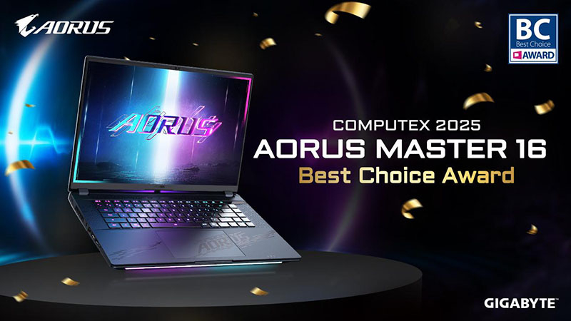 Ноутбук Gigabyte Aorus Master 16 AI PC получил награду Computex 2025 Best Choice Award за дизайн и ИИ-возможности